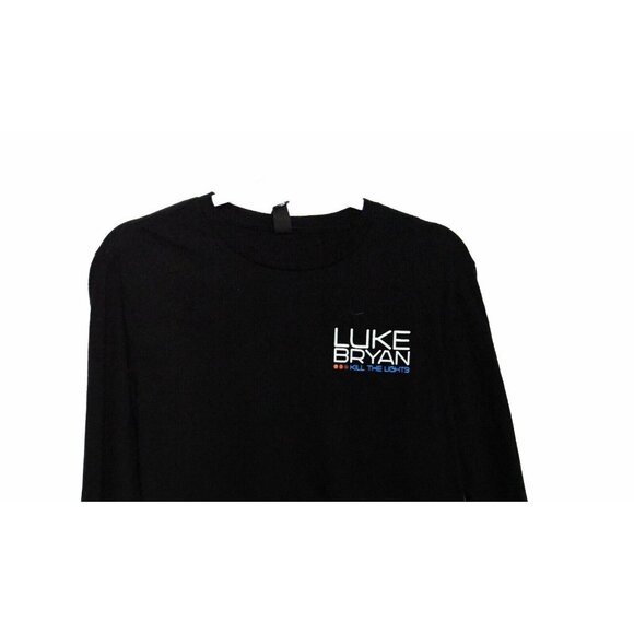 Luke Bryan Kill The Lights Mens Black T-Shirt Long Sleeve Pure Cotton Size M - Picture 3 of 8